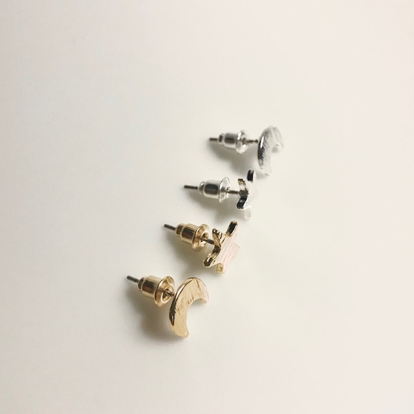 “Celestial Duo” Moon Star Stud Simple Cute Earring - Picture 6 of 8